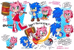 Size: 3000x2061 | Tagged: safe, artist:wizaria, amy rose, sonic the hedgehog