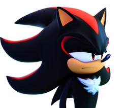 Size: 2048x1742 | Tagged: safe, artist:souljenx7, shadow the hedgehog, 2024, 3d, frown, looking offscreen, simple background, solo, white background