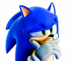 Size: 2048x1700 | Tagged: safe, artist:souljenx7, sonic the hedgehog, 2024, 3d, faic, looking offscreen, simple background, solo, white background