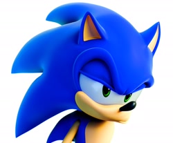 Size: 2048x1695 | Tagged: safe, artist:souljenx7, sonic the hedgehog, 2024, 3d, faic, looking offscreen, pout, simple background, solo, white background