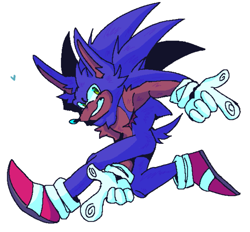 Size: 895x830 | Tagged: safe, artist:hyper-cryptic, sonic the hedgehog, sonic adventure, alternate universe, au:heart of chaos, heart, looking at viewer, pointing, posing, simple background, smile, solo, top surgery scars, trans male, transgender, white background