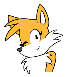 Size: 760x875 | Tagged: safe, artist:harryamoros, miles "tails" prower, 2019, bust, eyelashes, flat colors, looking at viewer, smile, solo, wink