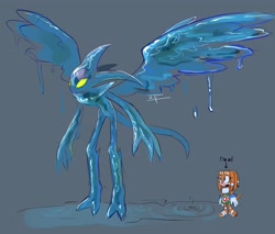 Size: 2048x1746 | Tagged: safe, artist:ira_theartist, chaos, tikal, 2024, character name, duo, puddle, signature, simple background, standing, water, wings
