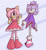 Size: 1010x1101 | Tagged: safe, artist:laverrepalette, amy rose, blaze the cat, cat, hedgehog, 2024, amy x blaze, amy's halterneck dress, blaze's tailcoat, clothes, cute, dress, female, females only, lesbian, looking at them, shipping