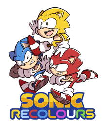 Size: 900x1042 | Tagged: safe, artist:samandfuzzy, sonic the hedgehog, brothers, segasonic bros, siblings, simple background, trio, white background