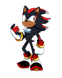 Size: 1618x2048 | Tagged: safe, artist:weirdozjunkary, shadow the hedgehog, fingerless gloves, frown, looking back, looking offscreen, simple background, solo, standing, transparent background