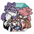 Size: 1500x1500 | Tagged: safe, artist:mstormcloud, amy rose, blaze the cat, oc, oc:anchor the cat, cat, hedgehog, 2024, amy x blaze, cute, duo, female, females only, lesbian, parent:amy, parent:blaze, parents:blazamy, shipping