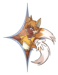 Size: 1000x1300 | Tagged: safe, artist:lilmysshadowxion, miles "tails" prower, human, dark skin, eyebrow clipping through hair, eyebrows clipping through hair, humanized, looking at viewer, mouth open, semi-transparent background, simple background, smile, solo, transparent background, wink