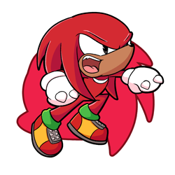 Size: 2000x2000 | Tagged: safe, artist:michael-h-art, knuckles the echidna, 2024, classic knuckles, looking offscreen, mouth open, punching, semi-transparent background, solo, standing