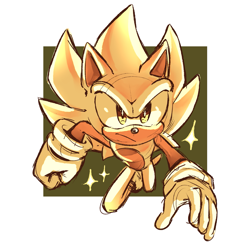 Size: 2025x1971 | Tagged: safe, artist:candycatstuffs, sonic the hedgehog, super sonic, abstract background, frown, sketch, solo, sparkles, super form