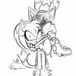 Size: 2048x2048 | Tagged: safe, artist:butterrrmoth, amy rose, blaze the cat, cat, hedgehog, 2024, amy x blaze, amy's halterneck dress, angry, blaze's tailcoat, carrying them, female, females only, lesbian, line art, looking at viewer, shipping, sketch, tail wagging
