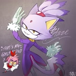 Size: 2048x2048 | Tagged: safe, artist:saltyrabbitz, amy rose, blaze the cat, cat, hedgehog, 2024, amy x blaze, amy's halterneck dress, blaze's tailcoat, cute, english text, female, females only, lesbian, looking at viewer, shipping