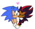 Size: 945x802 | Tagged: safe, artist:infizero-draws, shadow the hedgehog, sonic the hedgehog, 2019, blushing, cute, duo, eyelashes, eyes closed, flat colors, gay, green blush, heart, holding hands, looking at them, nuzzle, one eye closed, shadow x sonic, shadowbetes, shipping, simple background, smile, sonabetes, white background