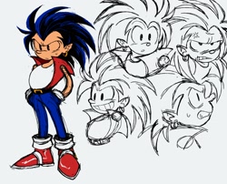 Size: 2048x1652 | Tagged: safe, artist:marcuslarry627, sonic the hedgehog, human, 2024, grey background, humanized, simple background, sketch, solo, standing