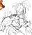 Size: 602x653 | Tagged: safe, artist:hidigrade, amy rose, sticks the badger, 2024, amy x sticks, blushing, duo, lesbian, line art, lying down, shipping, simple background, sitting, sketch, white background
