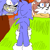 Size: 389x389 | Tagged: safe, artist:sonic-enterprise, miles "tails" prower, sonic the hedgehog, oc, oc:sonic.exe, comic:bravery (sonic enterprise), 2024, abstract background, alternate universe, duo, fire, flat colors, frown, scarf, smile, standing, trans female, transgender