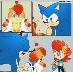 Size: 1320x1304 | Tagged: safe, artist:artsriszi, sally acorn, sonic the hedgehog, chao, character chao