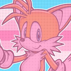 Size: 2048x2048 | Tagged: safe, miles "tails" prower, 2024, anonymous artist, edit, icon, outline, pride flag background, solo, trans female, transfem pride, transfeminine, transgender