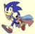 Size: 1815x1788 | Tagged: safe, artist:legocity, sonic the hedgehog, cape, looking at viewer, pride, pride flag, running, signature, simple background, smile, solo, trans male, trans pride, transgender
