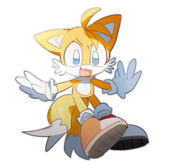 Size: 703x676 | Tagged: safe, artist:snti_82, miles "tails" prower, 2024, cute, mouth open, simple background, solo, tailabetes, white background