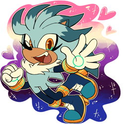 Size: 1500x1500 | Tagged: safe, artist:frostiios, silver the hedgehog, 2024, flying, genderfluid, genderfluid pride, heart, looking at viewer, outline, pride, psychokinesis, simple background, smile, solo, sparkles, white background