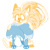 Size: 2000x2000 | Tagged: safe, artist:son1c, kit the fennec, miles "tails" prower, beanbrows, cute, duo, flying, freckles, gay, kit x tails, monochrome, playing, shipping, signature, simple background, smile, spinning tails, tongue out, white background