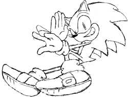 Size: 1518x1154 | Tagged: safe, artist:dicknpussmunch, sonic the hedgehog, 2024, clenched teeth, line art, looking at viewer, simple background, smile, solo, white background