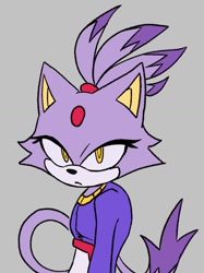 Size: 918x1228 | Tagged: safe, artist:m1xz_e, blaze the cat, 2024, flat colors, frown, grey background, looking at viewer, simple background, solo, standing