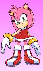 Size: 1225x2048 | Tagged: safe, artist:randomguy9991, amy rose, 2024, amybetes, cute, gradient background, looking at viewer, smile, solo, standing