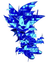 Size: 505x644 | Tagged: safe, artist:transzsonix, sonic the hedgehog, sonic frontiers, 2024, clenched teeth, cyber sonic, simple background, solo, white background