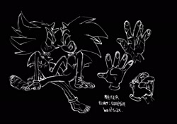 Size: 2048x1443 | Tagged: safe, artist:ghb_111, shadow the hedgehog, sonic the hedgehog, 2024, black background, blushing, duo, frown, gay, hands, holding hands, lidded eyes, line art, looking at each other, shadow x sonic, shipping, simple background, sitting, sketch, smile, top surgery scars, trans male, transgender