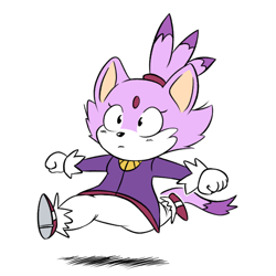 Size: 800x800 | Tagged: safe, artist:b0g_wiitch, blaze the cat, 2024, arms out, blazebetes, cute, frown, running, simple background, solo, white background