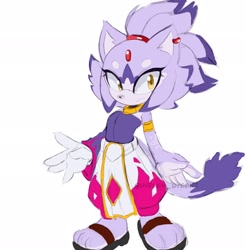 Size: 2011x2048 | Tagged: safe, artist:hvrley_qveen2, blaze the cat, beanbrows, frown, looking at viewer, redesign, simple background, white background