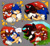 Size: 2048x1897 | Tagged: safe, artist:renegadeknucks, knuckles the echidna, shadow the hedgehog, sonic the hedgehog, arm around shoulders, blushing, cute, english text, eyes closed, gay, grass, grey background, heart, holding each other, kneeling, knuxadow, knuxonadow, knuxonic, looking at them, looking away, polyamory, shadow x sonic, shipping, simple background, smile, thought bubble, tongue out, top surgery scars, trans male, transgender, trio, wagging tail