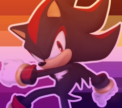 Size: 1739x1536 | Tagged: safe, artist:genderfluidtails, shadow the hedgehog, 2023, edit, icon, lesbian, lesbian pride, looking at viewer, nonbinary, nonbinary pride, outline, pride, pride flag background, solo