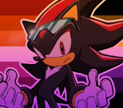 Size: 1739x1536 | Tagged: safe, artist:genderfluidtails, shadow the hedgehog, 2023, edit, icon, lesbian, lesbian pride, nonbinary, nonbinary pride, outline, pride, pride flag background, riders style, solo