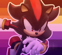 Size: 1739x1536 | Tagged: safe, artist:genderfluidtails, shadow the hedgehog, 2023, edit, icon, lesbian, lesbian pride, nonbinary, nonbinary pride, outline, pride, pride flag background, solo