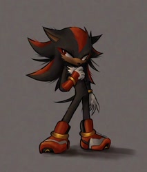 Size: 1356x1594 | Tagged: safe, artist:cha0s_error, shadow the hedgehog, 2024, grey background, looking offscreen, simple background, solo, sonic boom (tv), standing