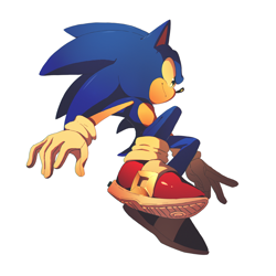 Size: 1000x1000 | Tagged: safe, artist:icen-hk, sonic the hedgehog, 2020, looking offscreen, mid-air, simple background, smile, solo, white background