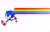 Size: 2048x1298 | Tagged: safe, artist:lonegini, sonic the hedgehog, hedgehog, 2022, flag, gay pride, holding something, looking ahead, male, pride, pride flag, running, simple background, smile, solo, white background