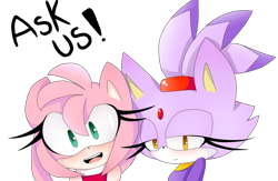 Size: 1024x668 | Tagged: safe, artist:nami-love, amy rose, blaze the cat, cat, hedgehog, 2015, amy x blaze, cute, female, females only, lesbian, looking at viewer, shipping