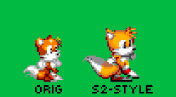 Size: 315x174 | Tagged: safe, artist:blitzerhog12, miles "tails" prower, 2021, animated, classic tails, green background, redraw, remake, simple background, solo, sprite, style emulation, tails adventure, walking