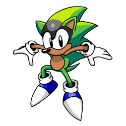 Size: 750x750 | Tagged: safe, oc, oc:ashura the hedgehog, 2022, arms out, blue shoes, classic style, looking at viewer, mid-air, oc only, solo, sonic robo blast 2
