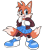 Size: 1920x2048 | Tagged: safe, miles "tails" prower, 2024, anonymous artist, aviator jacket, blue shoes, cute, looking at viewer, mobius.social exclusive, mouth open, one fang, simple background, skirt, smile, solo, standing, stockings, trans female, trans girl tails, transgender, transparent background