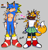 Size: 1983x2048 | Tagged: safe, artist:masterofmasters, miles "tails" prower, sonic the hedgehog, duo, english text, fluffy, frown, gay, grey background, lesbian, looking offscreen, shorts, signature, simple background, skirt, smile, standing, top surgery scars, trans female, trans male, transgender