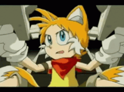 Size: 498x373 | Tagged: artist needed, source needed, safe, miles "tails" prower, human, animated, bandana, frown, gif, humanized, smile, solo, sonic x, sonic x style