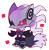 Size: 818x828 | Tagged: safe, artist:loveletterworm, infinite the jackal, jackal, chibi, cute, infinibetes, infinite's mask, looking offscreen, outline, phantom ruby, pixels, red outline, signature, simple background, solo, transparent background