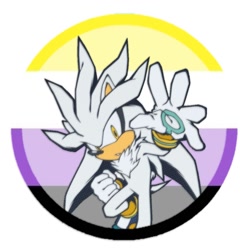 Size: 1280x1280 | Tagged: safe, artist:mochilly, silver the hedgehog, edit, icon, nonbinary pride, simple background, solo, white background