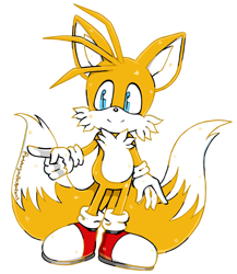 Size: 1060x1221 | Tagged: safe, artist:artdragonillustrations, miles "tails" prower, 2024, looking offscreen, redraw, signature, simple background, smile, standing, white background
