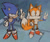 Size: 918x780 | Tagged: safe, artist:nikoforgot, miles "tails" prower, sonic the hedgehog, sonic the ova, 2024, classic sonic, classic sonic (universe), classic tails, duo, pointing, redraw, signature, sketch, standing, v sign